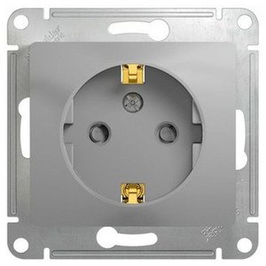 Фото Schneider Electric Glossa GSL000343 Розетка с заземляющим контактом (16 А, под рамку, скрытая установка, алюминий)