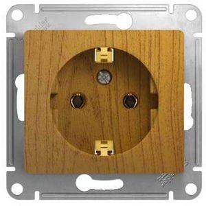 Фото Schneider Electric Glossa GSL000543 Розетка с заземляющим контактом (16 А, под рамку, скрытая установка, дуб)