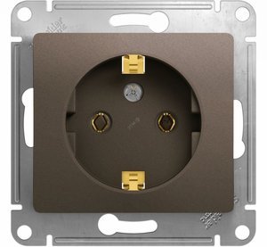 Фото Schneider Electric Glossa GSL000843 Розетка с заземляющим контактом (16 А, под рамку, скрытая установка, шоколад)