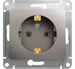 Фото Schneider Electric Glossa GSL001243 Розетка с заземляющим контактом (16 А, под рамку, скрытая установка, платина)