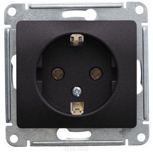 Фото Schneider Electric Glossa GSL001343 Розетка с заземляющим контактом (16 А, под рамку, скрытая установка, графит)