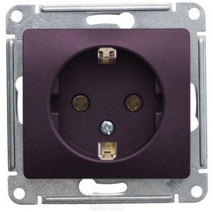 Фото Schneider Electric Glossa GSL001443 Розетка с заземляющим контактом (16 А, под рамку, скрытая установка, сиреневый туман)