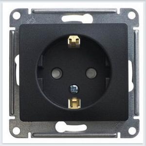 Фото Schneider Electric Glossa GSL000745 Розетка с заземляющим контактом и шторками (16 А, под рамку, скрытая установка, антрацит)