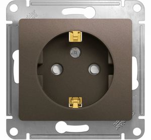 Фото Schneider Electric Glossa GSL001245 Розетка с заземляющим контактом и шторками (16 А, под рамку, скрытая установка, платина)