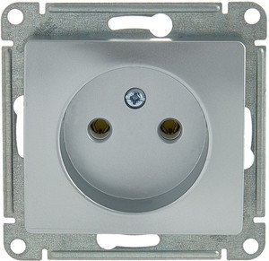 Фото Schneider Electric Glossa GSL000341 Розетка без заземляющего контакта (16 А, под рамку, скрытая установка, алюминий)