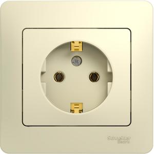 Фото Schneider Electric Glossa GSL000242 Розетка с заземляющим контактом (16 А, в сборе, скрытая установка, бежевая)