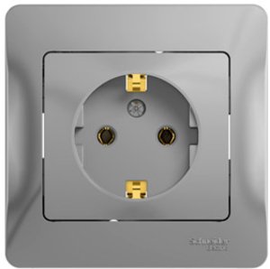 Фото Schneider Electric Glossa GSL000342 Розетка с заземляющим контактом (16 А, в сборе, скрытая установка, алюминий)