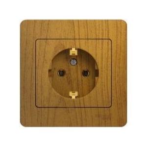 Фото Schneider Electric Glossa GSL000542 Розетка с заземляющим контактом (16 А, в сборе, скрытая установка, дуб)