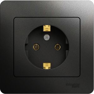 Фото Schneider Electric Glossa GSL000742 Розетка с заземляющим контактом (16 А, в сборе, скрытая установка, антрацит)