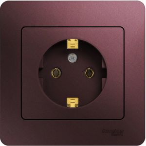 Фото Schneider Electric Glossa GSL001142 Розетка с заземляющим контактом (16 А, в сборе, скрытая установка, баклажан)