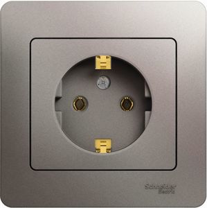 Фото Schneider Electric Glossa GSL001242 Розетка с заземляющим контактом (16 А, в сборе, скрытая установка, платина)
