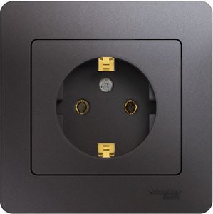 Фото Schneider Electric Glossa GSL001342 Розетка с заземляющим контактом (16 А, в сборе, скрытая установка, графит)