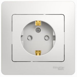 Фото Schneider Electric Glossa GSL000144 Розетка с заземляющим контактом (16 А, в сборе, скрытая установка, шторки, белая)