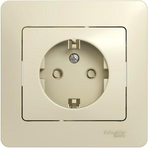 Фото Schneider Electric Glossa GSL000244 Розетка с заземляющим контактом (16 А, в сборе, скрытая установка, шторки, бежевая)
