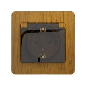 Фото Schneider Electric Glossa GSL000546 Розетка с заземляющим контактом (16 А, в сборе, скрытая установка, шторки, крышка, дуб)