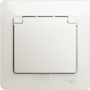 Фото Schneider Electric Glossa GSL000646 Розетка с заземляющим контактом (16 А, в сборе, скрытая установка, шторки, крышка, перламутр)