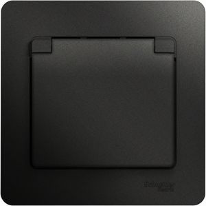 Фото Schneider Electric Glossa GSL000746 Розетка с заземляющим контактом (16 А, в сборе, скрытая установка, шторки, крышка, антрацит)
