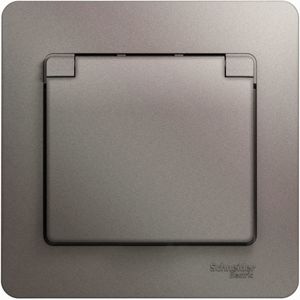 Фото Schneider Electric Glossa GSL001246 Розетка с заземляющим контактом (16 А, в сборе, скрытая установка, шторки, крышка, платина)