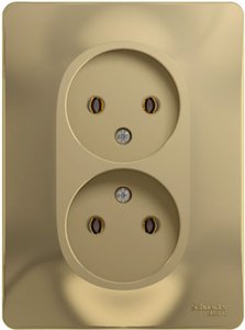 Фото Schneider Electric Glossa GSL000420 Розетка двойная без заземляющего контакта (16 А, в сборе, скрытая установка, титан)