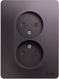 Фото Schneider Electric Glossa GSL001420 Розетка двойная без заземляющего контакта (16 А, в сборе, скрытая установка, сиреневый туман)