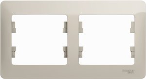 Фото Schneider Electric Glossa GSL000902 Рамка 2-постовая (горизонтальная, молоко)