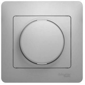Фото Schneider Electric Glossa GSL000334 Светорегулятор поворотный (300 Вт, R, в сборе, скрытая установка, алюминий)
