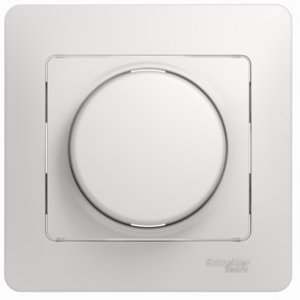 Фото Schneider Electric Glossa GSL000136 Светорегулятор поворотный (600 Вт, R+L+C, в сборе, скрытая установка, белый)