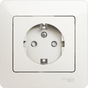 Фото Schneider Electric Glossa GSL000644 Розетка с заземляющим контактом (16 А, в сборе, скрытая установка, шторки, перламутр)