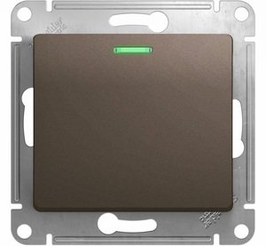 Фото Schneider Electric Glossa GSL000813 Выключатель одноклавишный с подсветкой (10 А, под рамку, скрытая установка, шоколад)