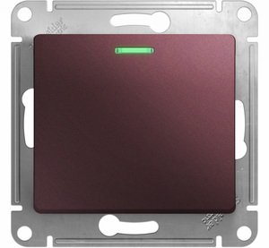 Фото Schneider Electric Glossa GSL001113 Выключатель одноклавишный с подсветкой (10 А, под рамку, скрытая установка, баклажан)