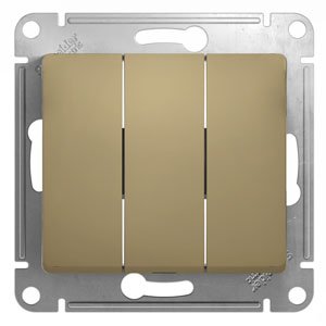 Фото Schneider Electric Glossa GSL000431 Выключатель трехклавишный (10 А, под рамку, скрытая установка, титан)