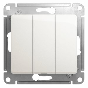 Фото Schneider Electric Glossa GSL000631 Выключатель трехклавишный (10 А, под рамку, скрытая установка, перламутр)