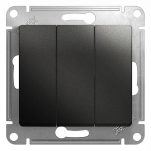 Фото Schneider Electric Glossa GSL000731 Выключатель трехклавишный (10 А, под рамку, скрытая установка, антрацит)