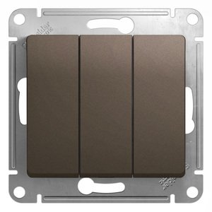 Фото Schneider Electric Glossa GSL000831 Выключатель трехклавишный (10 А, под рамку, скрытая установка, шоколад)