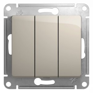 Фото Schneider Electric Glossa GSL000931 Выключатель трехклавишный (10 А, под рамку, скрытая установка, молоко)