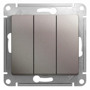 Фото Schneider Electric Glossa GSL001231 Выключатель трехклавишный (10 А, под рамку, скрытая установка, платина)