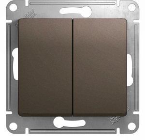 Фото Schneider Electric Glossa GSL000851 Выключатель двухклавишный (10 А, под рамку, скрытая установка, шоколад)