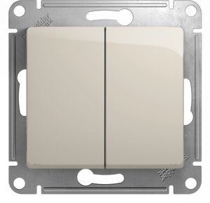 Фото Schneider Electric Glossa GSL000951 Выключатель двухклавишный (10 А, под рамку, скрытая установка, молоко)