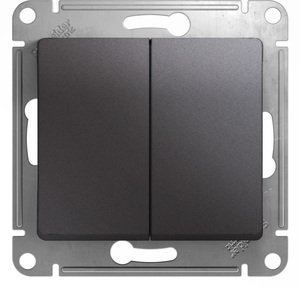 Фото Schneider Electric Glossa GSL001351 Выключатель двухклавишный (10 А, под рамку, скрытая установка, графит)