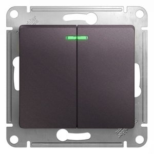 Фото Schneider Electric Glossa GSL001453 Выключатель двухклавишный с подсветкой (10 А, под рамку, скрытая установка, сиреневый туман)