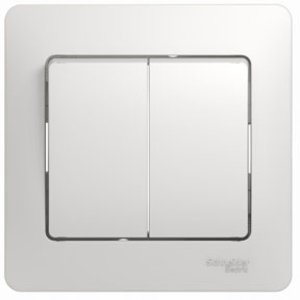 Фото Schneider Electric Glossa GSL000152 Выключатель двухклавишный (10 А, в сборе, скрытая установка, белый)