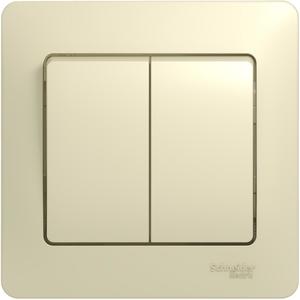 Фото Schneider Electric Glossa GSL000252 Выключатель двухклавишный (10 А, в сборе, скрытая установка, бежевый)