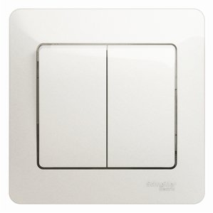Фото Schneider Electric Glossa GSL000652 Выключатель двухклавишный (10 А, в сборе, скрытая установка, перламутр)