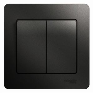Фото Schneider Electric Glossa GSL000752 Выключатель двухклавишный (10 А, в сборе, скрытая установка, антрацит)