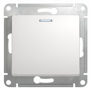 Фото Schneider Electric Glossa GSL000163 Переключатель одноклавишный с подсветкой (10 А, под рамку, скрытая установка, белый)