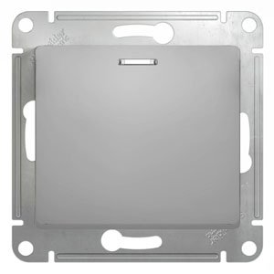 Фото Schneider Electric Glossa GSL000363 Переключатель одноклавишный с подсветкой (10 А, под рамку, скрытая установка, алюминий)
