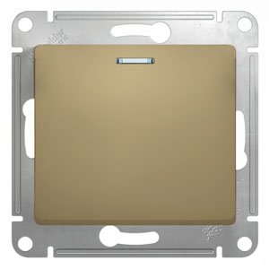 Фото Schneider Electric Glossa GSL000463 Переключатель одноклавишный с подсветкой (10 А, под рамку, скрытая установка, титан)