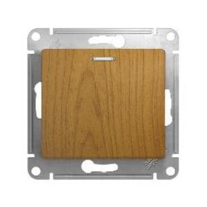 Фото Schneider Electric Glossa GSL000563 Переключатель одноклавишный с подсветкой (10 А, под рамку, скрытая установка, дуб)
