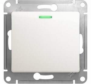 Фото Schneider Electric Glossa GSL000663 Переключатель одноклавишный с подсветкой (10 А, под рамку, скрытая установка, перламутр)