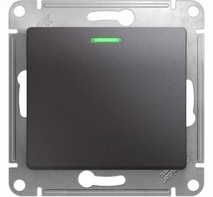 Фото Schneider Electric Glossa GSL001363 Переключатель одноклавишный с подсветкой (10 А, под рамку, скрытая установка, графит)